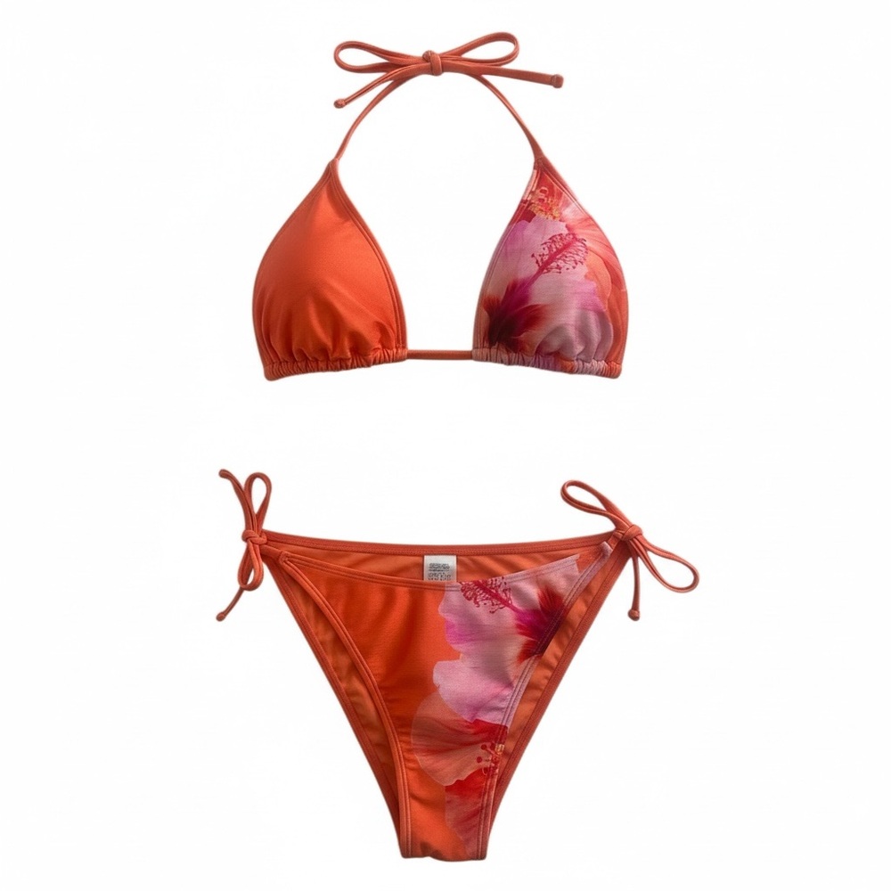 WILD FABLE Orange Floral  String Bikini Swimsuit Women’s XS NWT